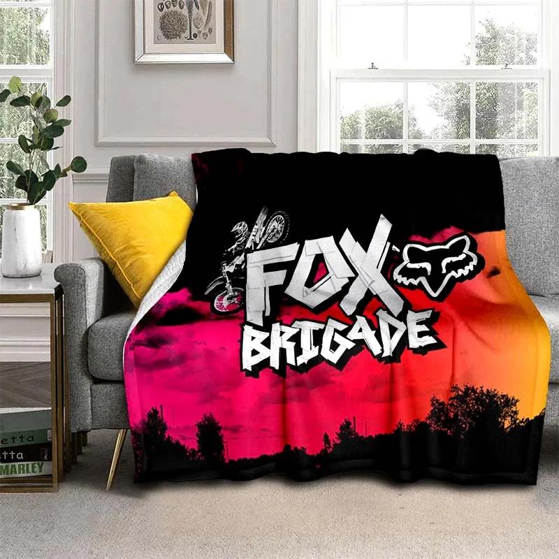 F-Fox 로고 레이싱 샥스 3D 프린트 담요, 침대 피크닉 담요, 에어컨 담요, 소파 담요, 맞춤형 부드러운 담요